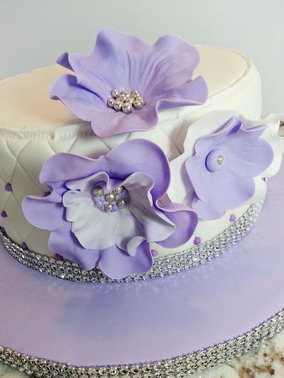 WHITE AND LAVENDER AND  BLING - Cake by Enza - Sweet-E
