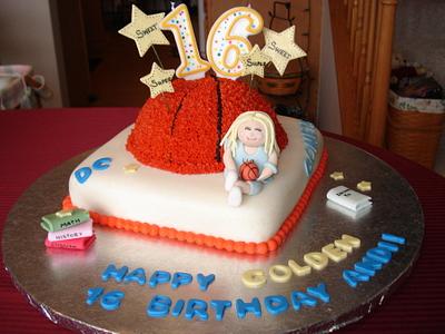 Sweet 16 Golden Birthday Cake - Cake by robin