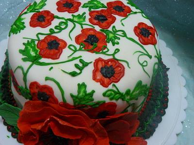 TRYING PIPPING POPPIES  - Cake by gail