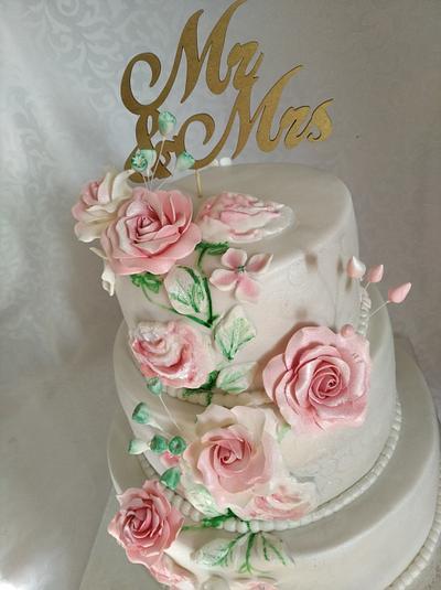 Wedding cake with roses - Cake by Vebi cakes