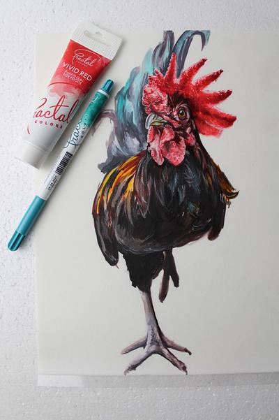 Handpainted rooster - Cake by Fatiha Kadi