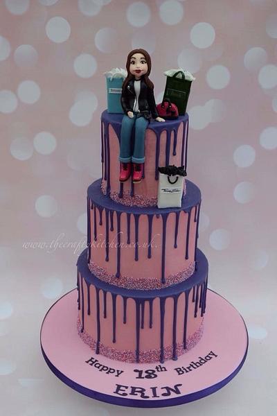 Pink Drip Cake with bespoke model - Cake by The Crafty Kitchen - Sarah Garland