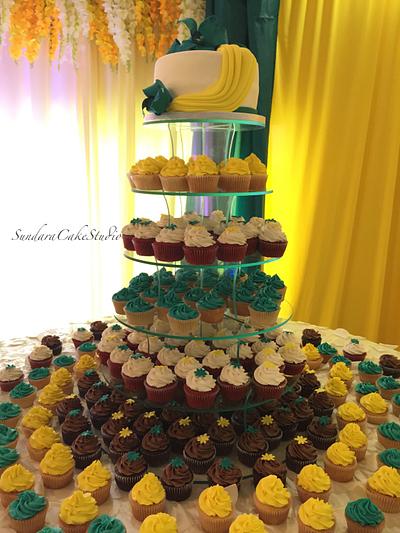 Teal and Yellow Wedding  - Cake by Sherikah Singh 