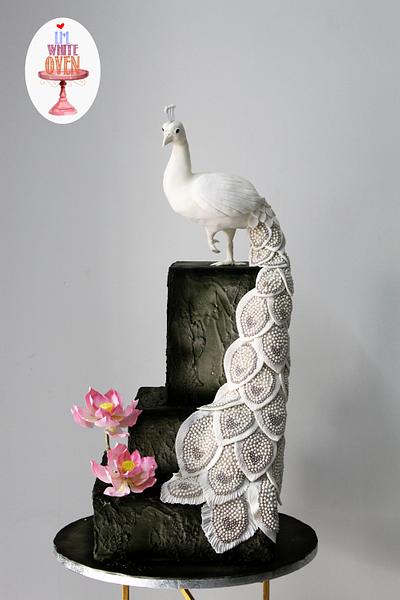 Majestic White Peacock - Cake by Gauri Kekre