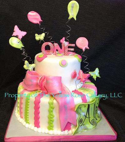 Butterflies and Balloons - Cake by The Yellow Rose Cakery, LLC