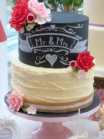 Vintage rose and chalkboard cake  - Cake by Sugar-pie