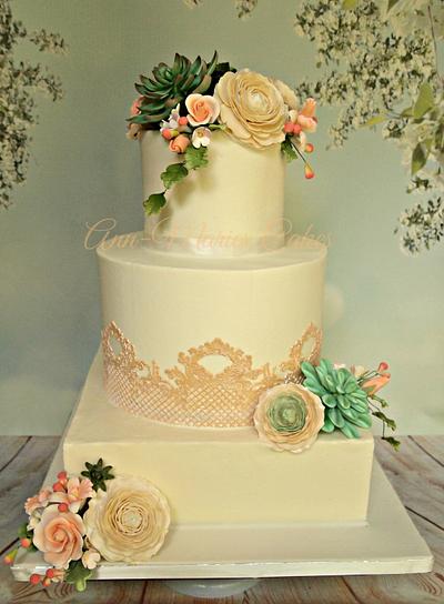 Vintage Romance with Modern flowers - Cake by Ann-Marie Youngblood