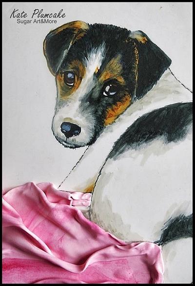 Handpainted Jack Russell Terrier - Cake by Kate Plumcake