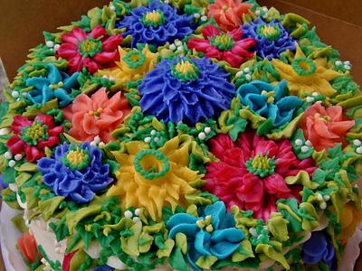 Vibrant Buttercream flower cake - Cake by Nancys Fancys Cakes & Catering (Nancy Goolsby)