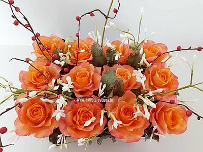 Burnt Orange Roses - Cake by Sweet Creations