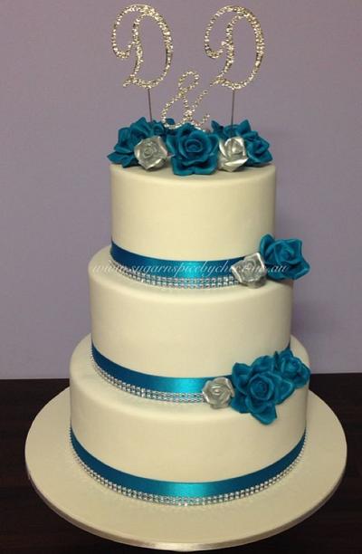 Teal & Silver Wedding Cake - Cake by Sugar n Spice by Cher