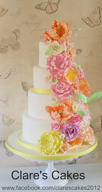 Pastel Flowers Cake - Cake by Clare's Cakes - Leicester