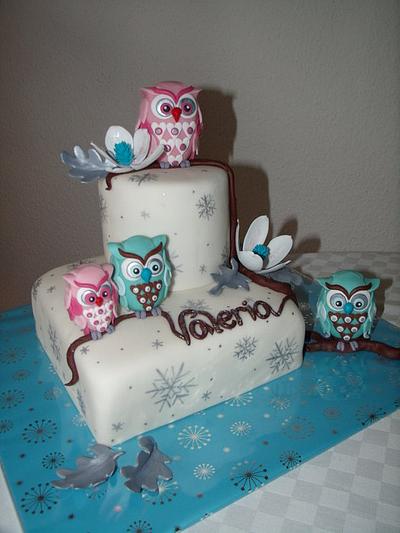 winter birthday cake with owls - Cake by Makina
