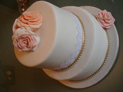 Vintage Lace and Pearl Wedding Cake - Cake by Sweet Blossom Cakes