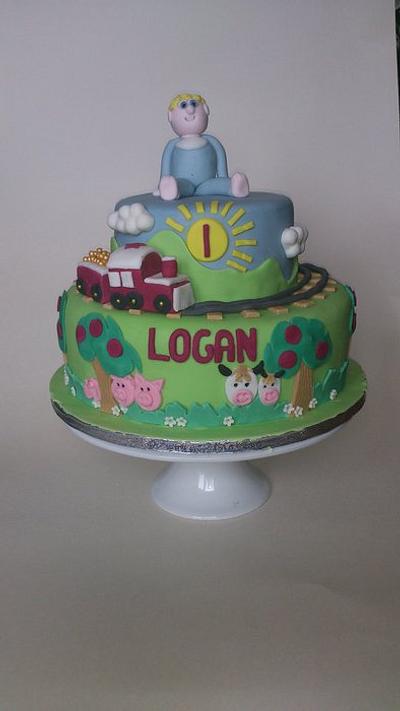 Farm & Train 1st Birthday Cake - Cake by Rosewood Cakes