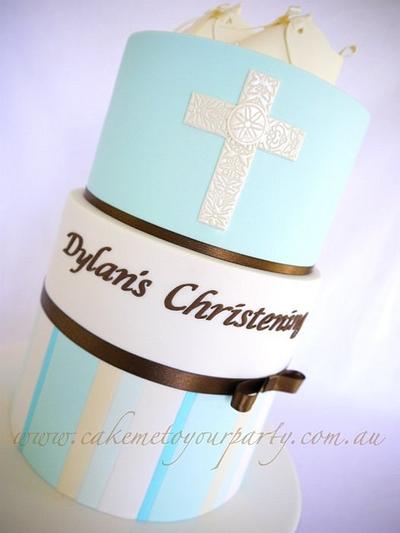 Booties Christening Cake for a little boy - Cake by Leah Jeffery- Cake Me To Your Party