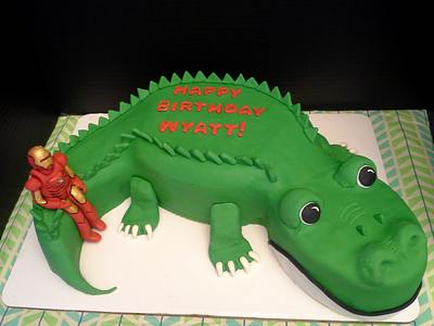 Alligator and Iron Man "Big Brother" cake - Cake by Sassy Cakes, LLC
