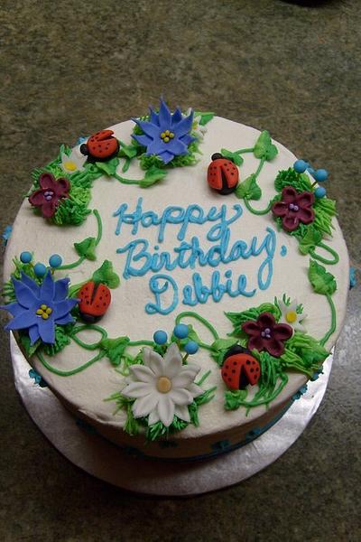 Flowers & Ladybugs - Cake by Pamela