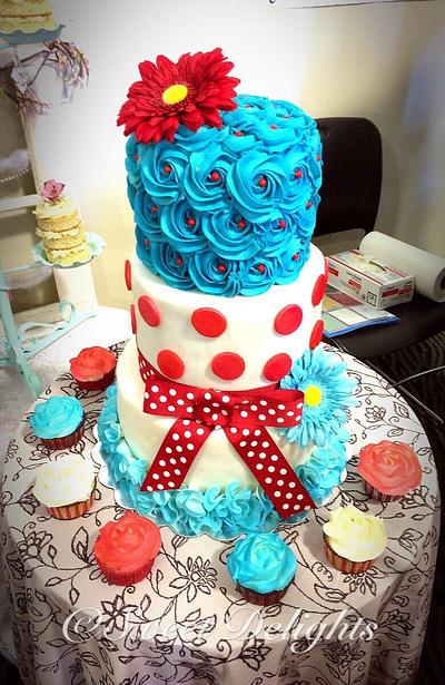 Retro Cake & Cupcakes  - Cake by Sweet Delights By Krystal 
