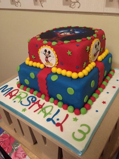 Mickey Mouse 2 tiered cake - Cake by Little C's Celebration Cakes