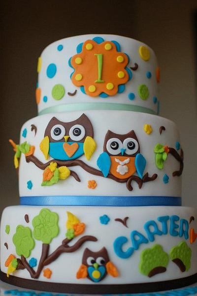 Owl Birthday Cake #2 - Cake by TheSweetFlour