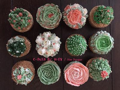  Succulents spring theme cupcakes . - Cake by Han Dougan