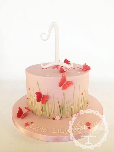 Handpainted Butterfly Cake - Cake by Laura Davis