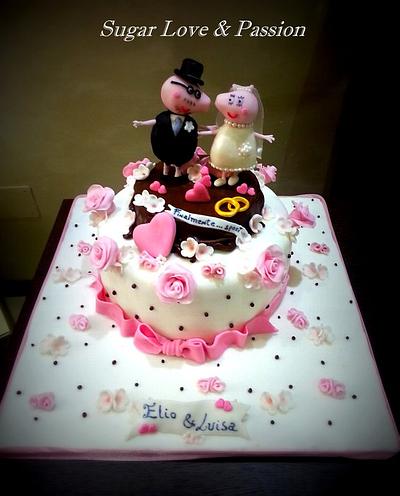 Mammy and Daddy Pig Wedding cake - Cake by Mary Ciaramella (Sugar Love & Passion)