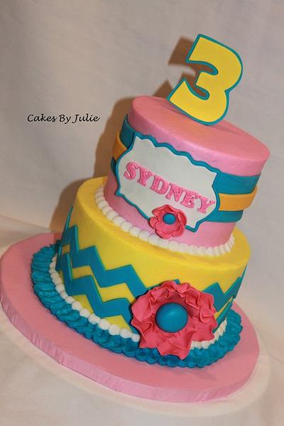 Chevron over Buttercream 3rd Birthday Cake!! - Cake by Cakes By Julie