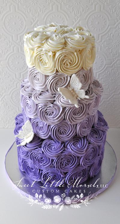 Purple Ombre Buttercream Rosette Cake - Cake by Stephanie