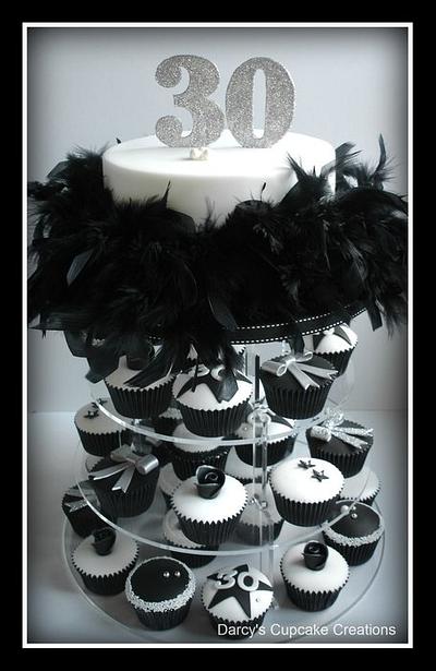 Black & White Feathers & Bling - Cake by DarcysCupcakes
