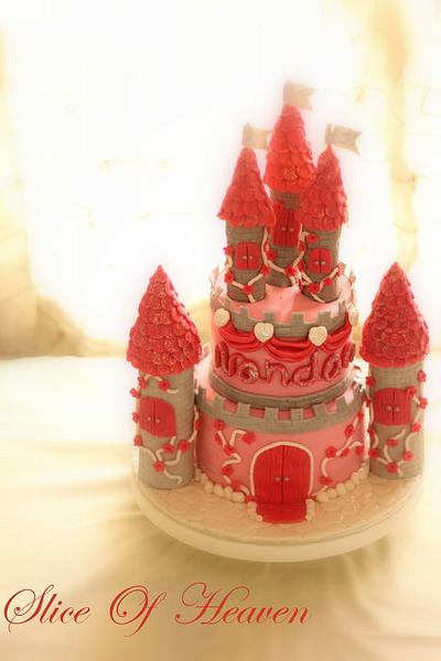 Pink And Grey Castle cake - Cake by Slice of Heaven By Geethu