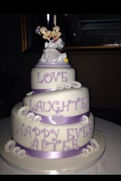 Topsy turvy Micky & Minnie Mouse wedding cake - Cake by Judedude