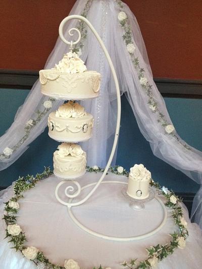 Hanging Wedding Cake - Black and White - Cake by Emma Waddington - Gifted Heart Cakes