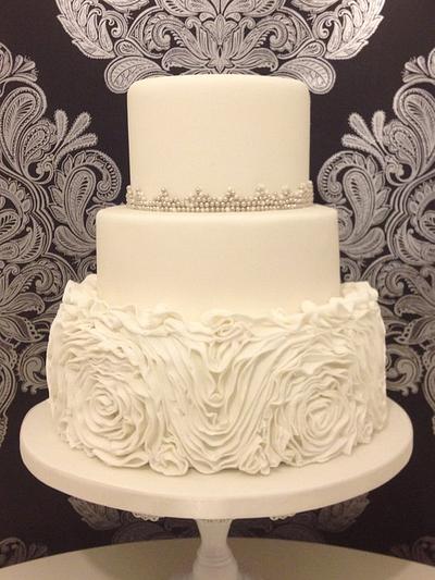 Ruffle Roses Wedding Cake - Cake by Cheryl Witcombe Thomas