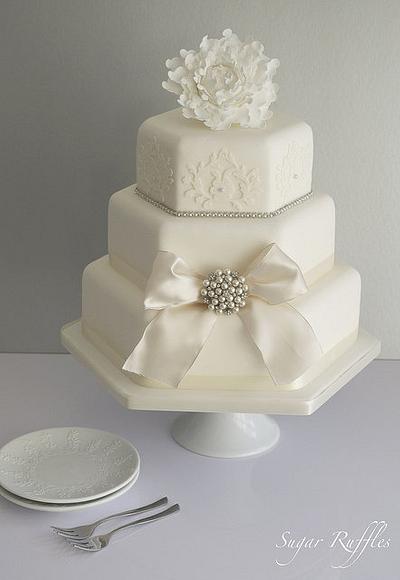 Peony Sparkle Wedding Cake - Cake by Sugar Ruffles