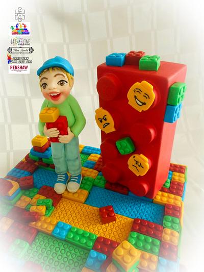 SugarArt4Autism collaboration - Bricks for Autism - Cake by Jacqueline