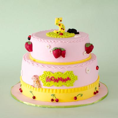 pink cake with strawberries and cherries - Cake by Rositsa Lipovanska