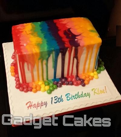 Rainbow/skittles cake - Cake by Gadget Cakes