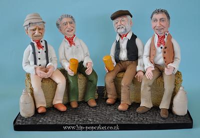 "The Wurzels" cake topper & cake (cider apples in cart) - Cake by Lesley Marshall cake art