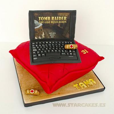 Tomb Raider laptop cake - Cake by Star Cakes