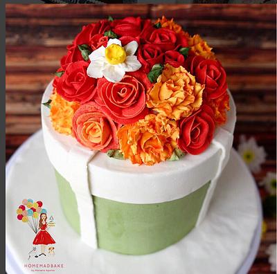 Closed Box Flower Buttercream Cake - Cake by Bakeagogo by Marsella Agatha