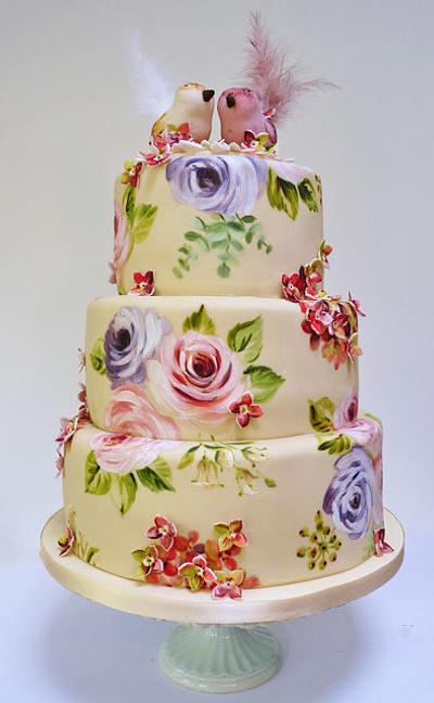 Hydrangea and birds cake - Cake by Natasha Collins