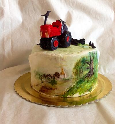 Gift little lover tractors and trucks) - Cake by DinaDiana