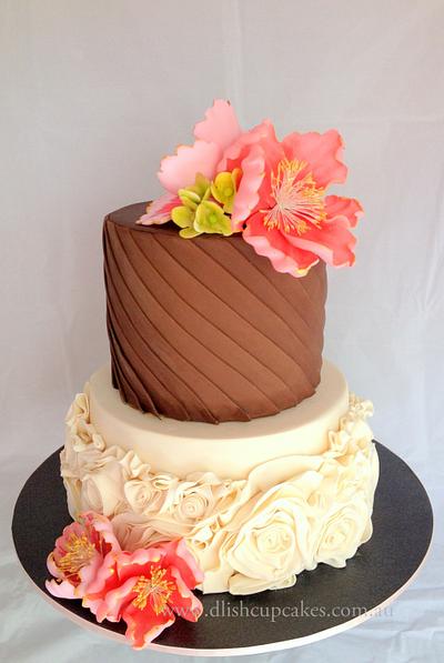 Chocolate and Ivory Wedding cake . - Cake by D'lish Cupcakes -Natalie McGrane