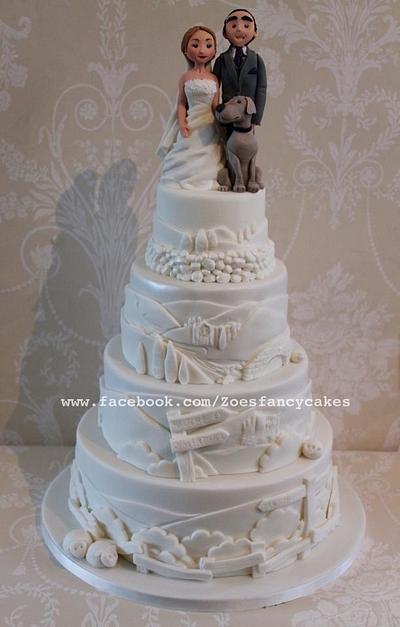 Wedding cake + dog topper :) - Cake by Zoe's Fancy Cakes