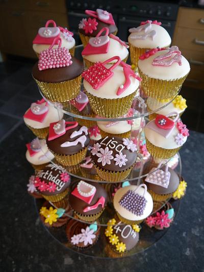 40th Birthday Cupcake Tower - Cake by Linda Anderson