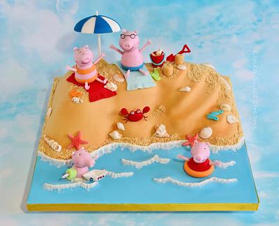 Peppa the Pig at the beach cake. - Cake by LenkaSweetDreams