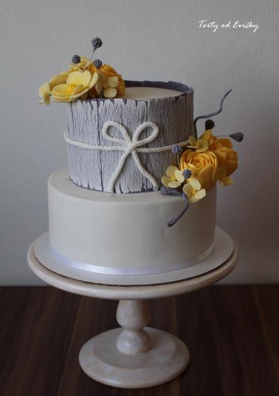 Crackled effect and yellow flowers - Cake by Cakes by Evička