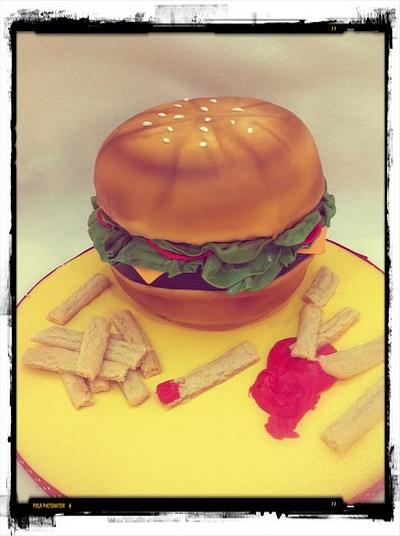 Hamburger and Fries - Cake by Hot Mama's Cakes